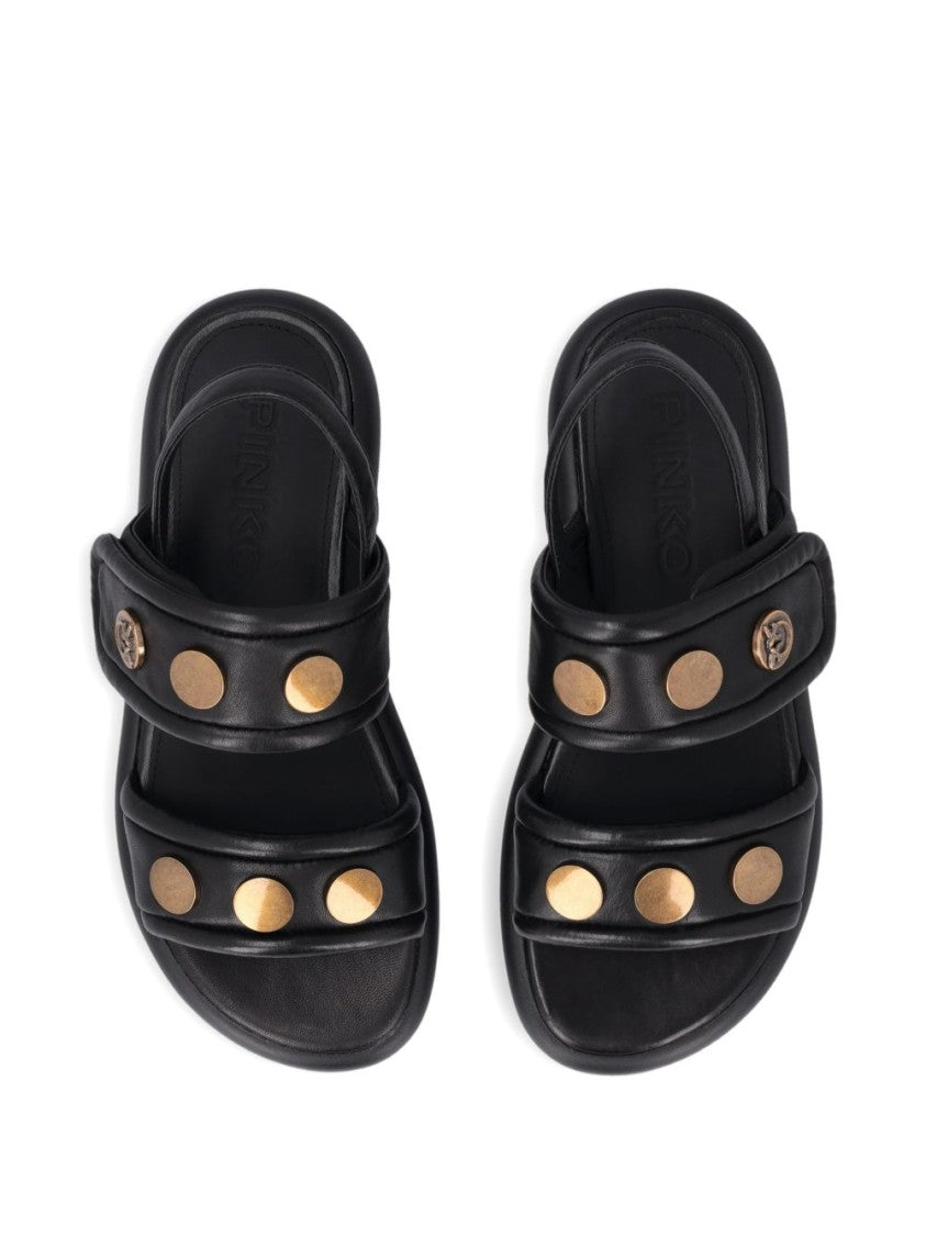 Pinko Black Lamb Leather Sandals