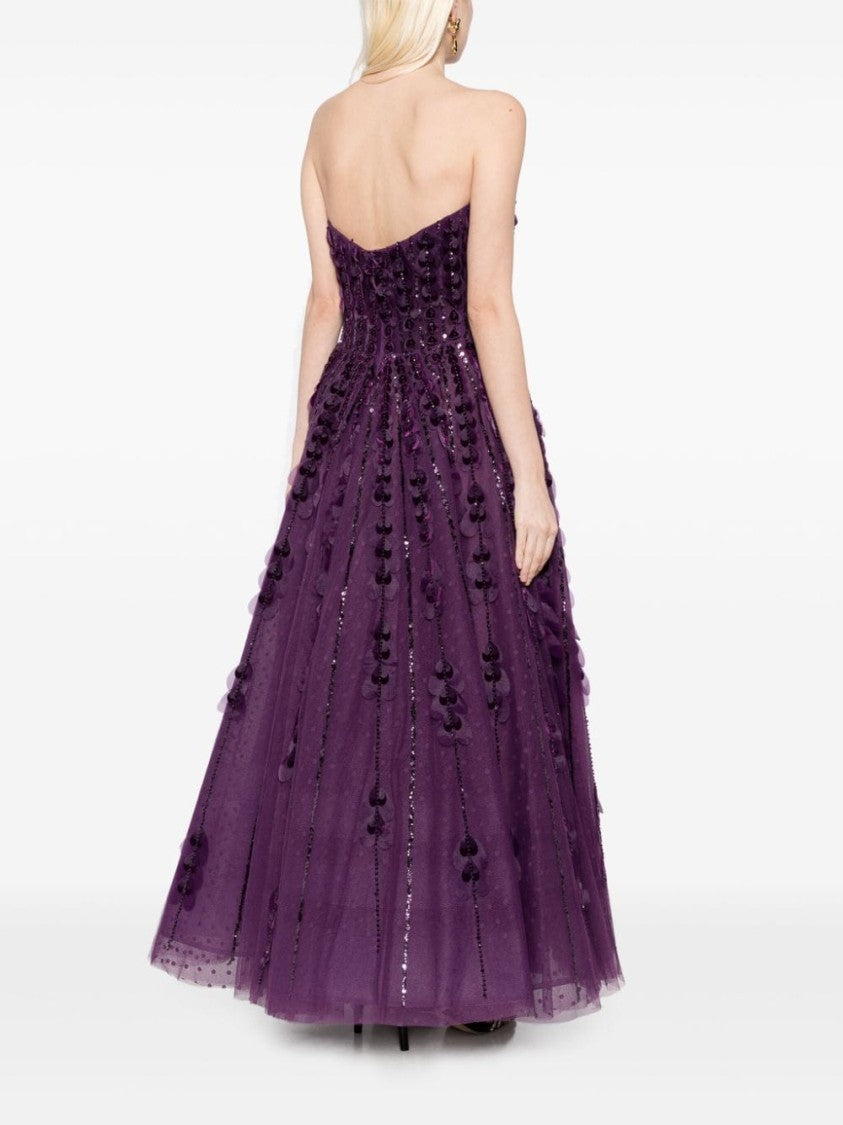 Saiid Kobeisy Beaded Tulle Dress With Velvet Hearts