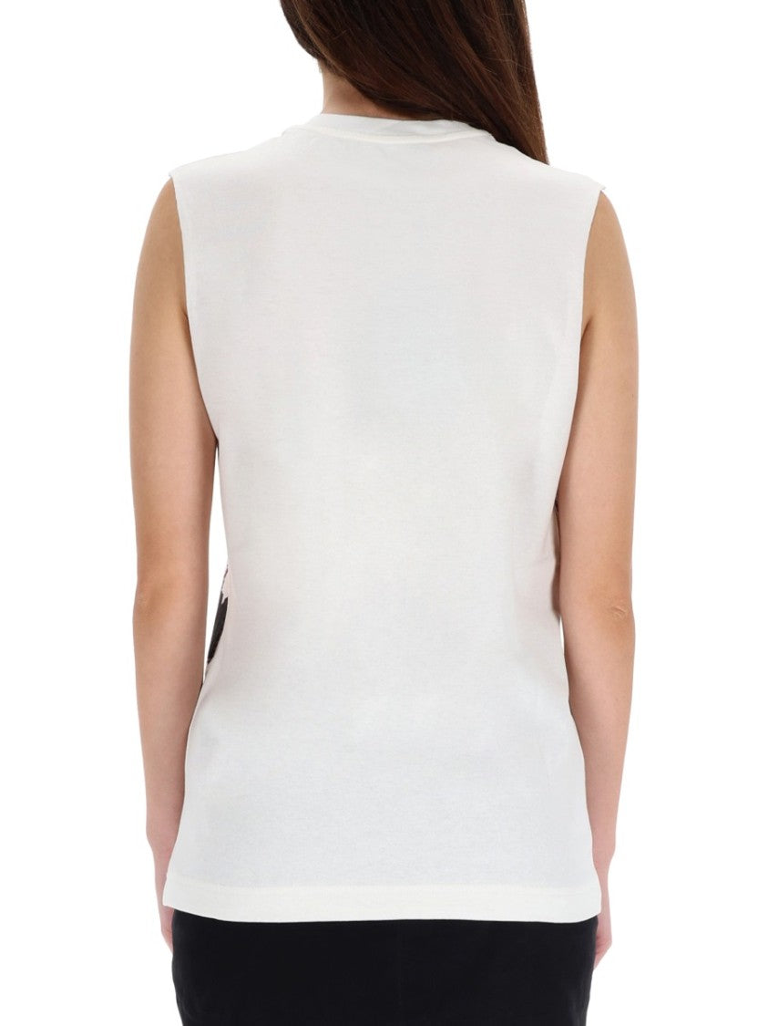 Dolce & Gabbana White Graphic Cotton Tank Top
