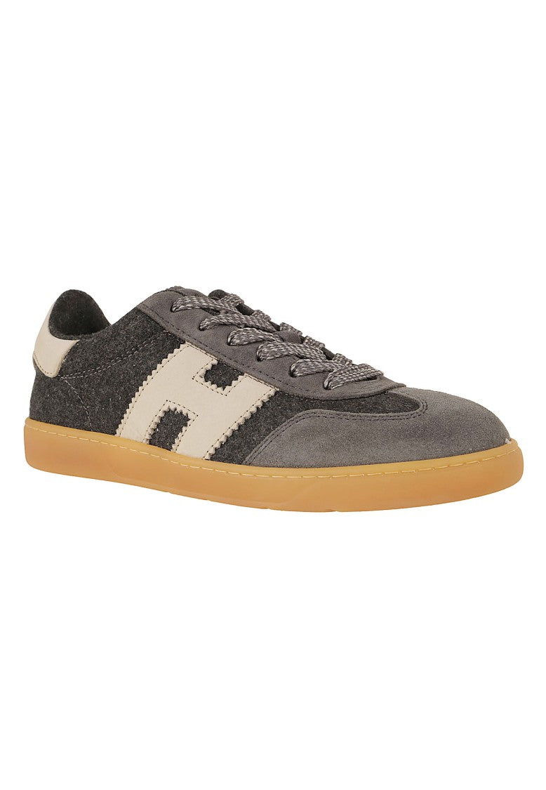 Hogan Dark Grey Cool Wool Suede Retro Sneakers