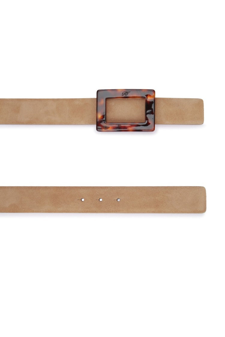 Roger Vivier Suede Belt With Tortoiseshell Buckle