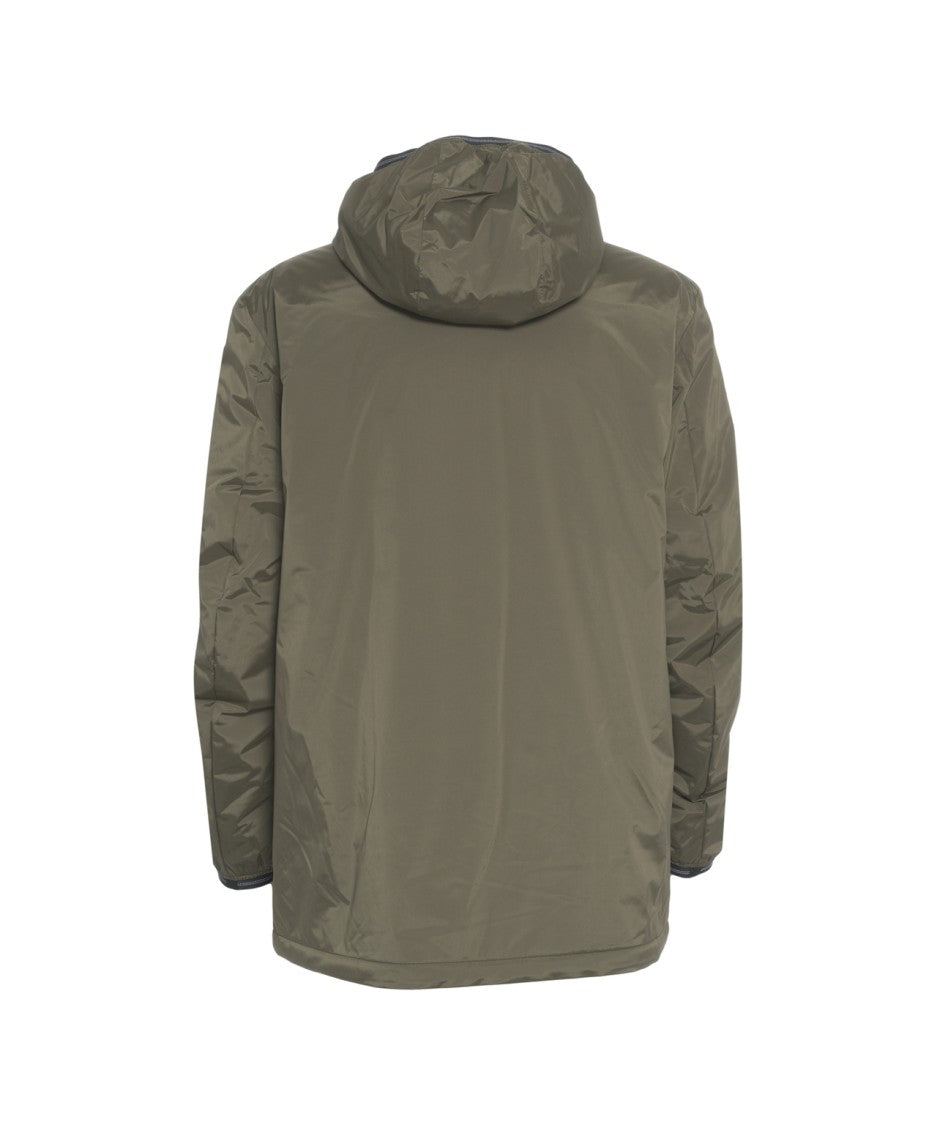 Blauer Hooded Olive Jacket With Two-Way Zipper And Functional Design