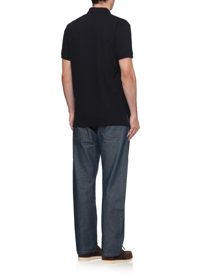 Moschino Black Classic Collar Logo Detail Cotton Polo Shirt