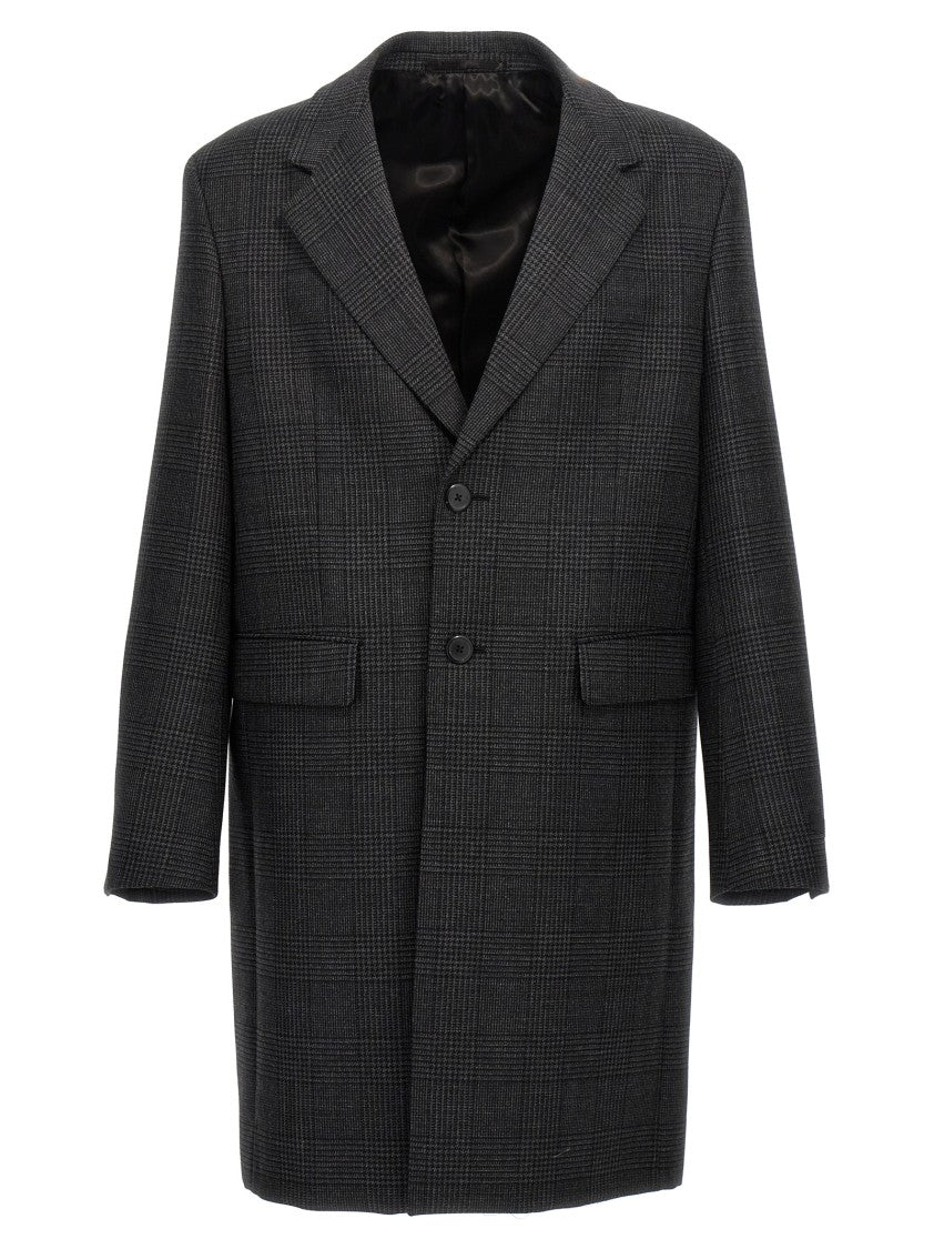 Prada Check Single-Breasted Coat