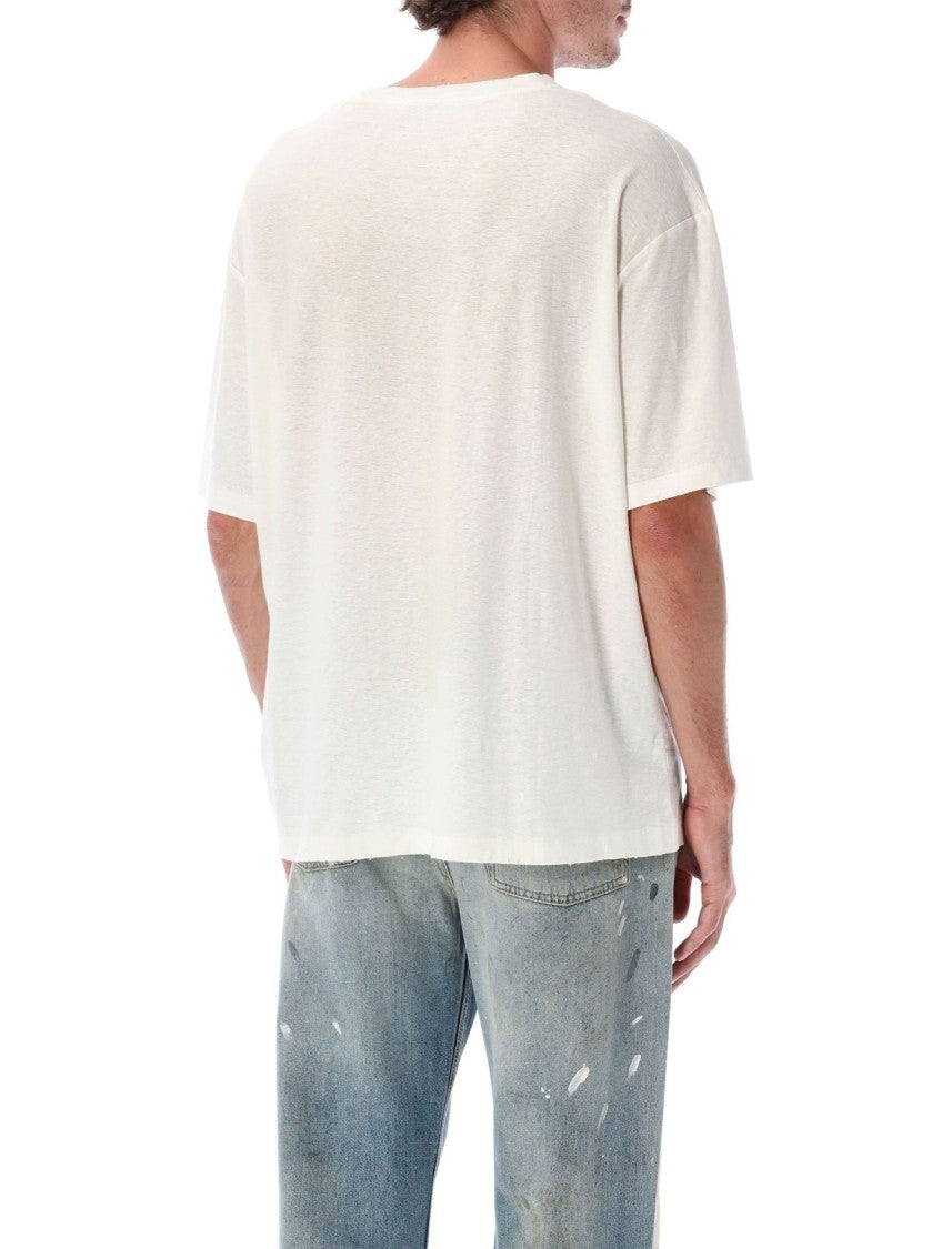 Acne Studios Cropped T-Shirt With Gradient Fabric And Centered Print