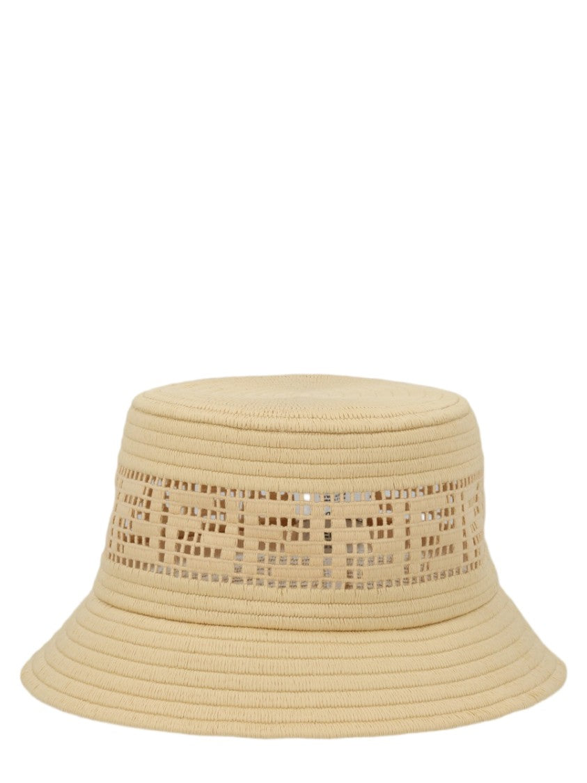 Fendi Raffia-Texture Geometric Bucket Hat