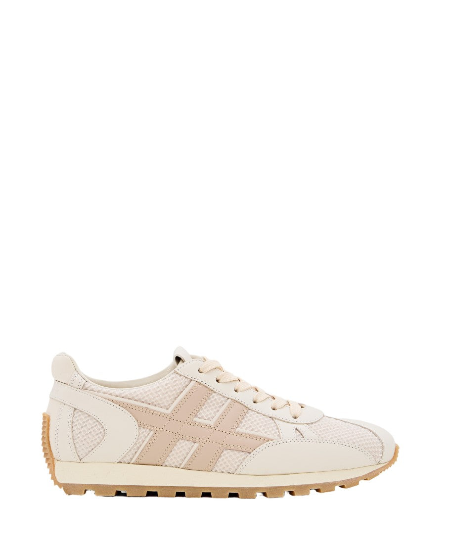 Hogan Textured White Sneakers With Elevated Sole