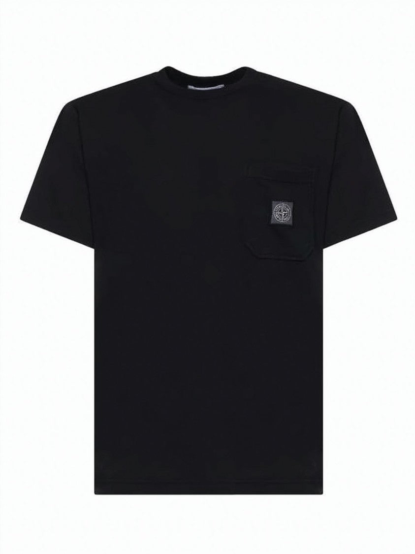 Stone Island Black Short-Sleeve T-Shirt With Emblem Patch