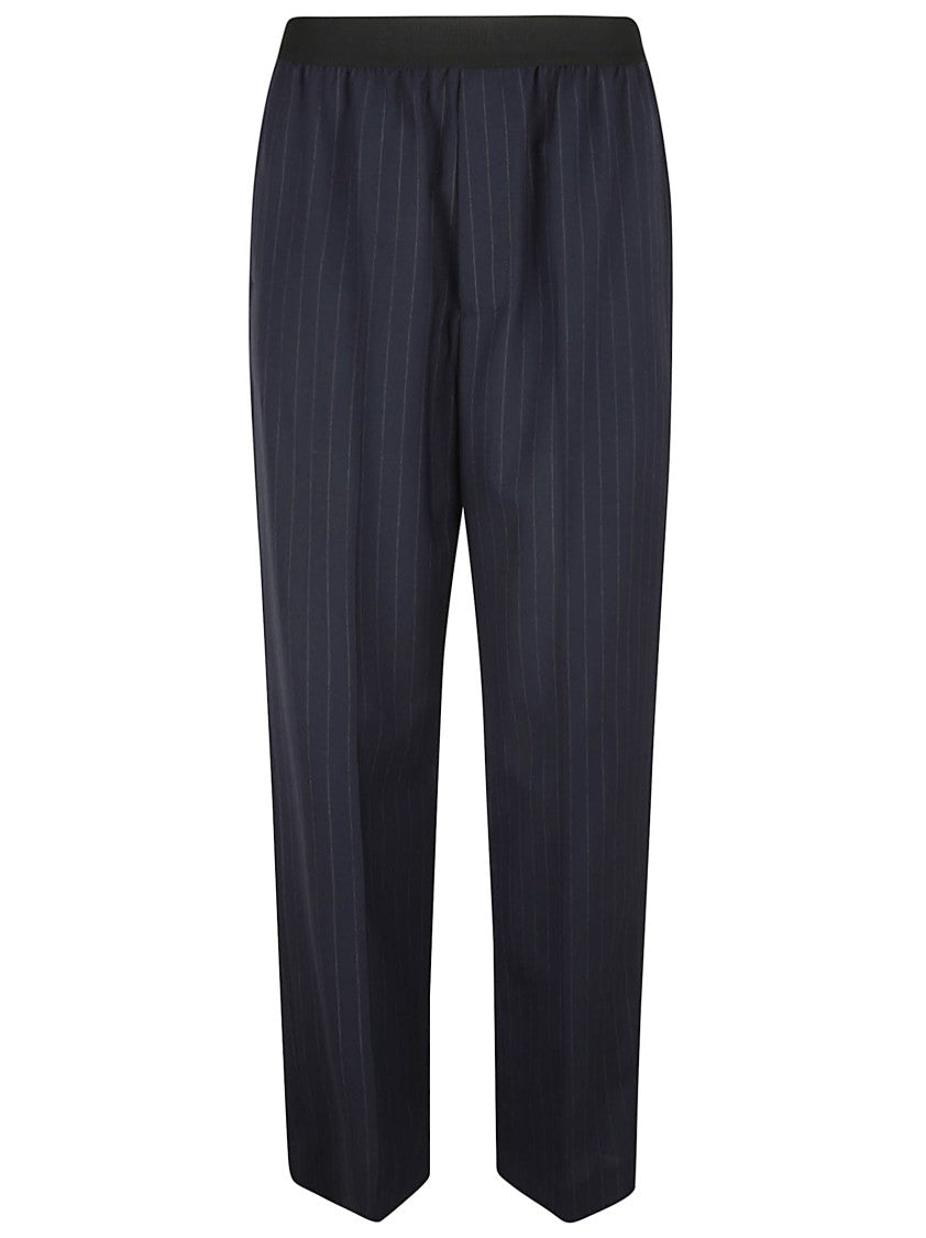Balenciaga Relaxed Fit Blue Trousers With Subtle Pinstripes