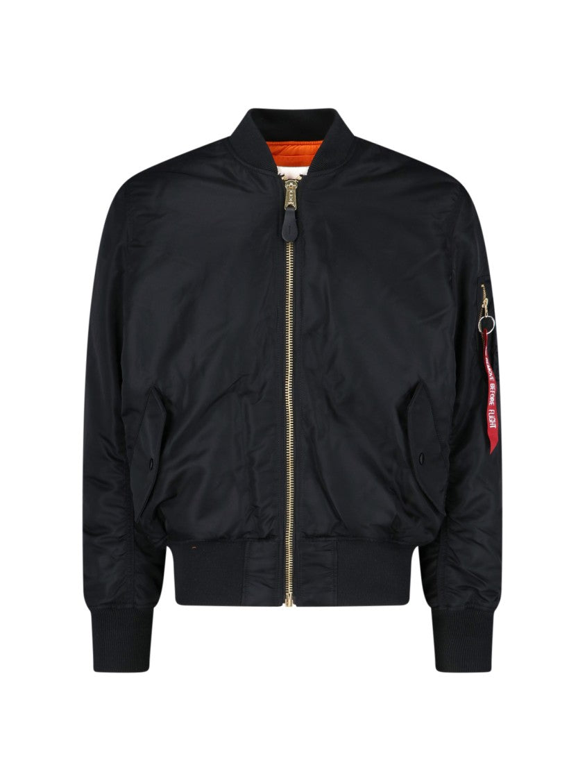 Alpha Industries Black Nylon Reversible Ma-1 Bomber Jacket