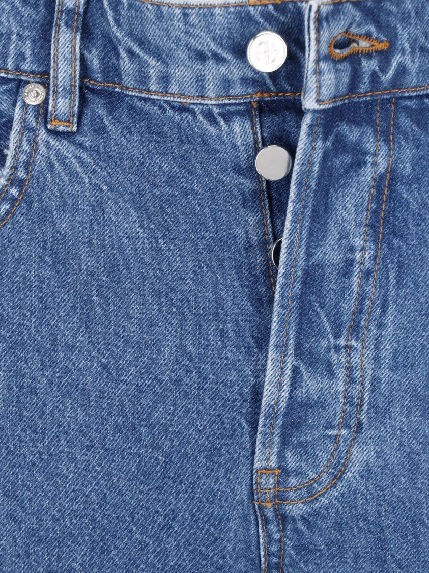 Anine Bing Blue Kate Regenerated Cotton Denim Straight-Leg Jeans
