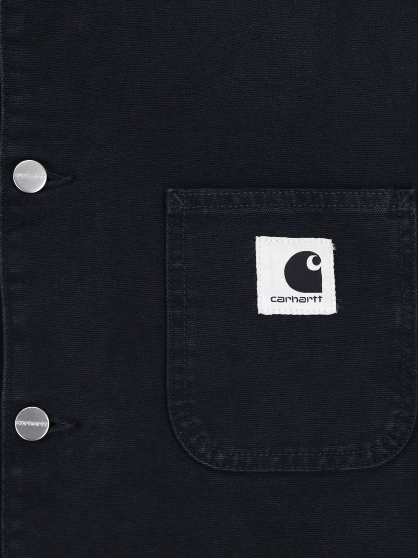 Carhartt Wip Black Og Michigan Corduroy Collar Quilted Cotton Jacket