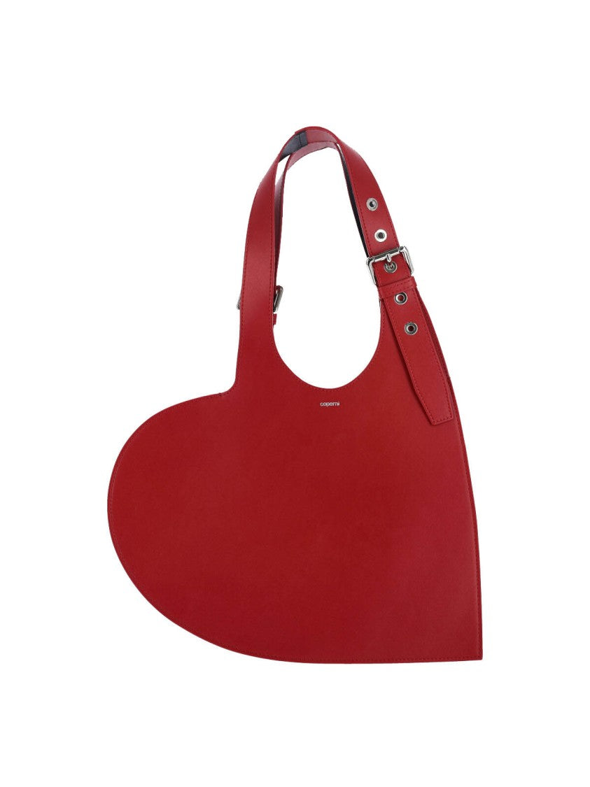 Coperni Heart-Shaped Red Calfskin Tote Bag With Adjustable Handle