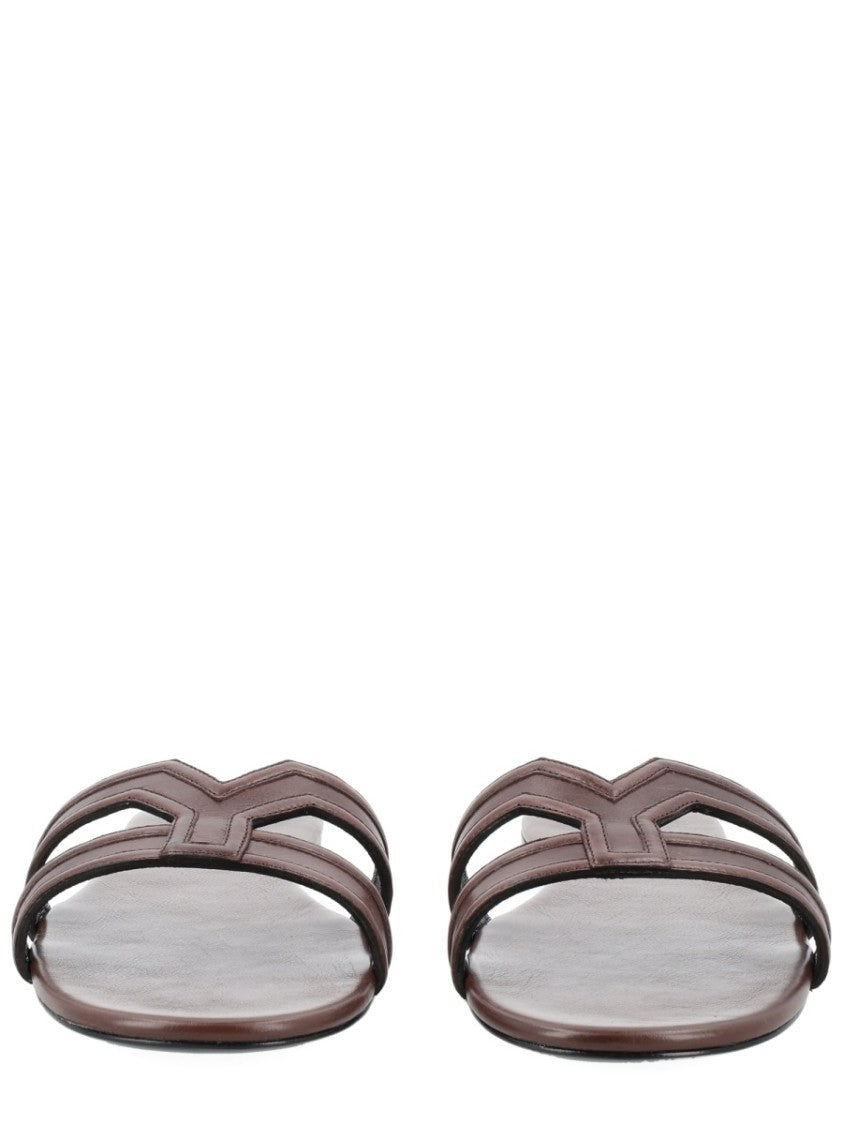 Saint Laurent Mabrouka Y-Strap Leather Sandals