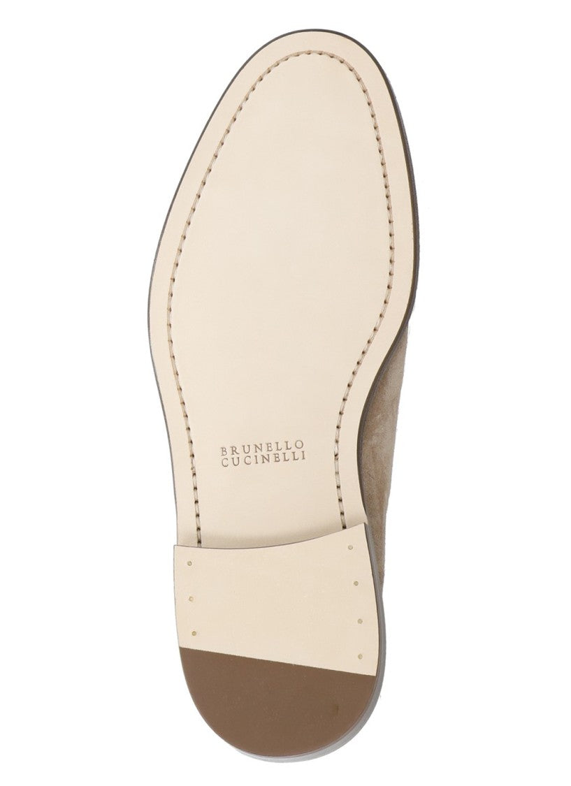 Brunello Cucinelli Light Brown Round Toe Suede Lace-Up