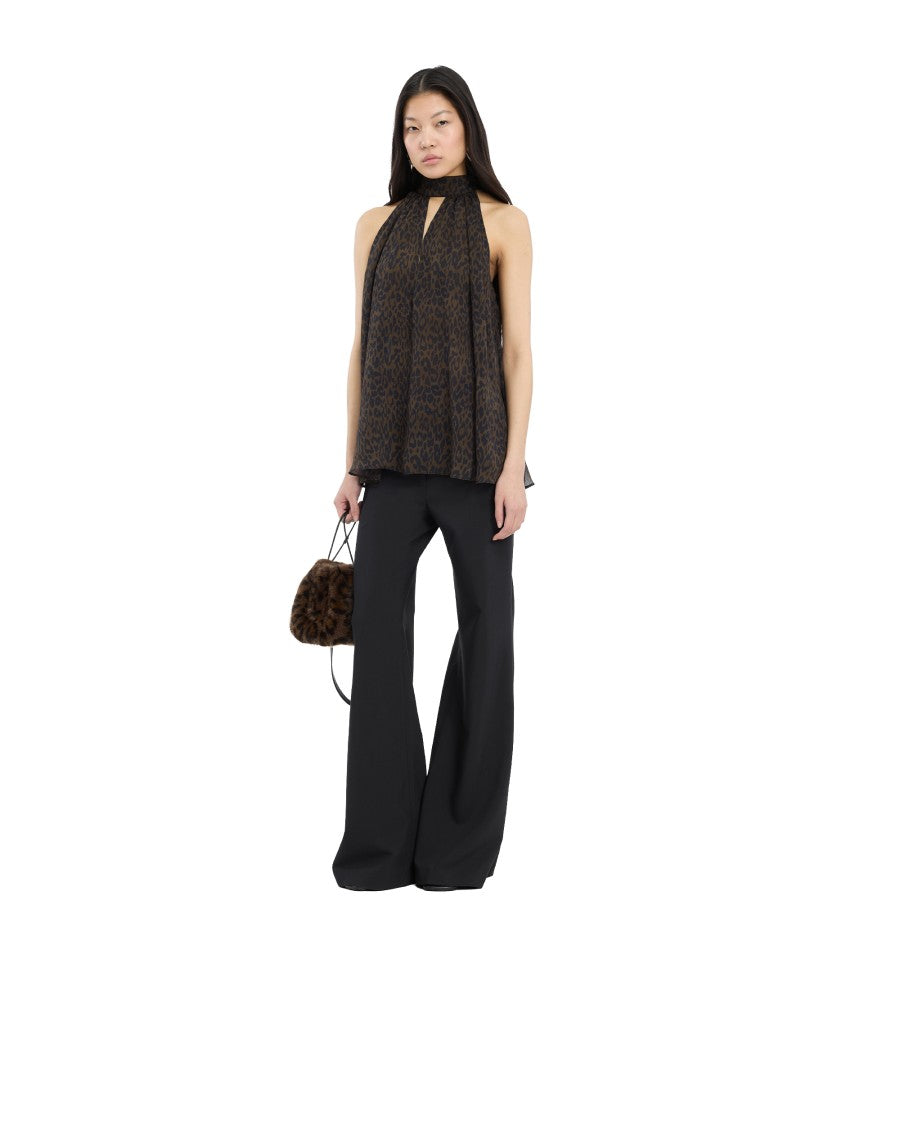 Rotate Leopard Print Sleeveless Top With Draped Silhouette