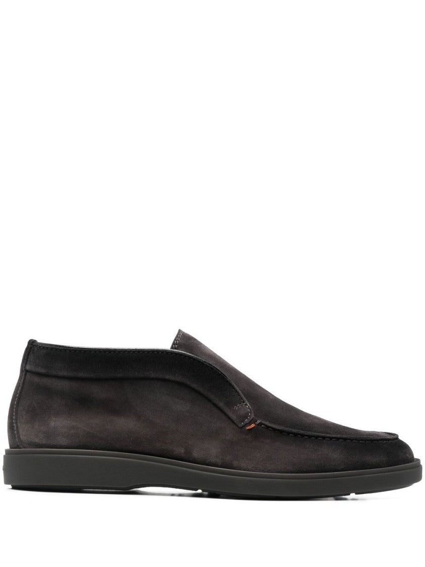 Santoni Ankle-Length Slip-On Suede Boots With Round Toe
