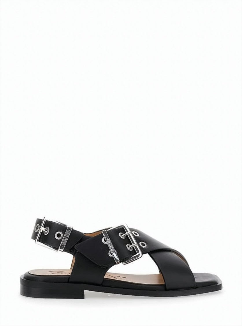 Ganni Crisscross Sandals With Adjustable Ankle Strap