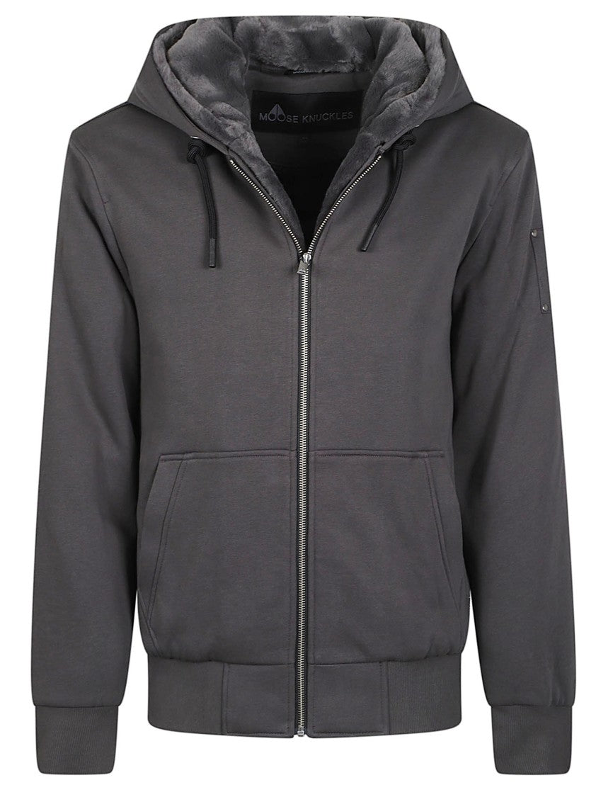 Moose Knuckles Plush Hood Cotton-Blend Zip-Up Hoodie