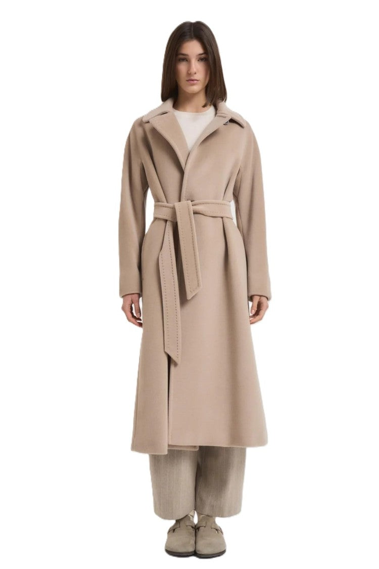 Max Mara Classic Long Coat With Wide Notched Collar