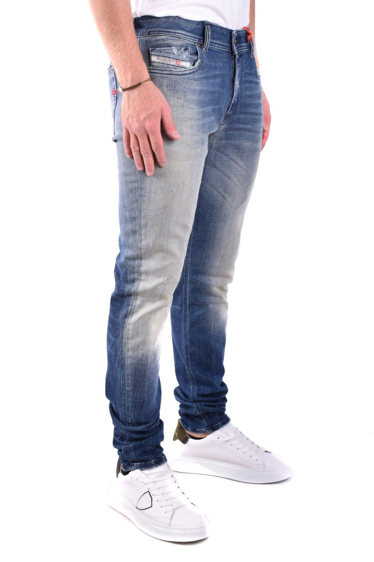 Diesel Denim Jeans With Classic Fit And Distressed Detailing