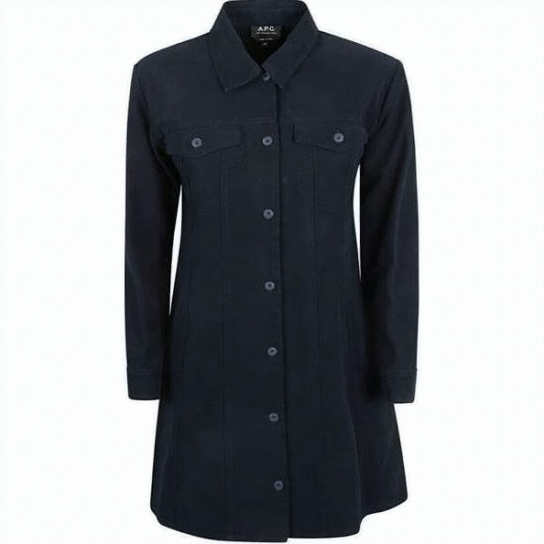 A.P.C. Structured Blue Button-Down Short Dress