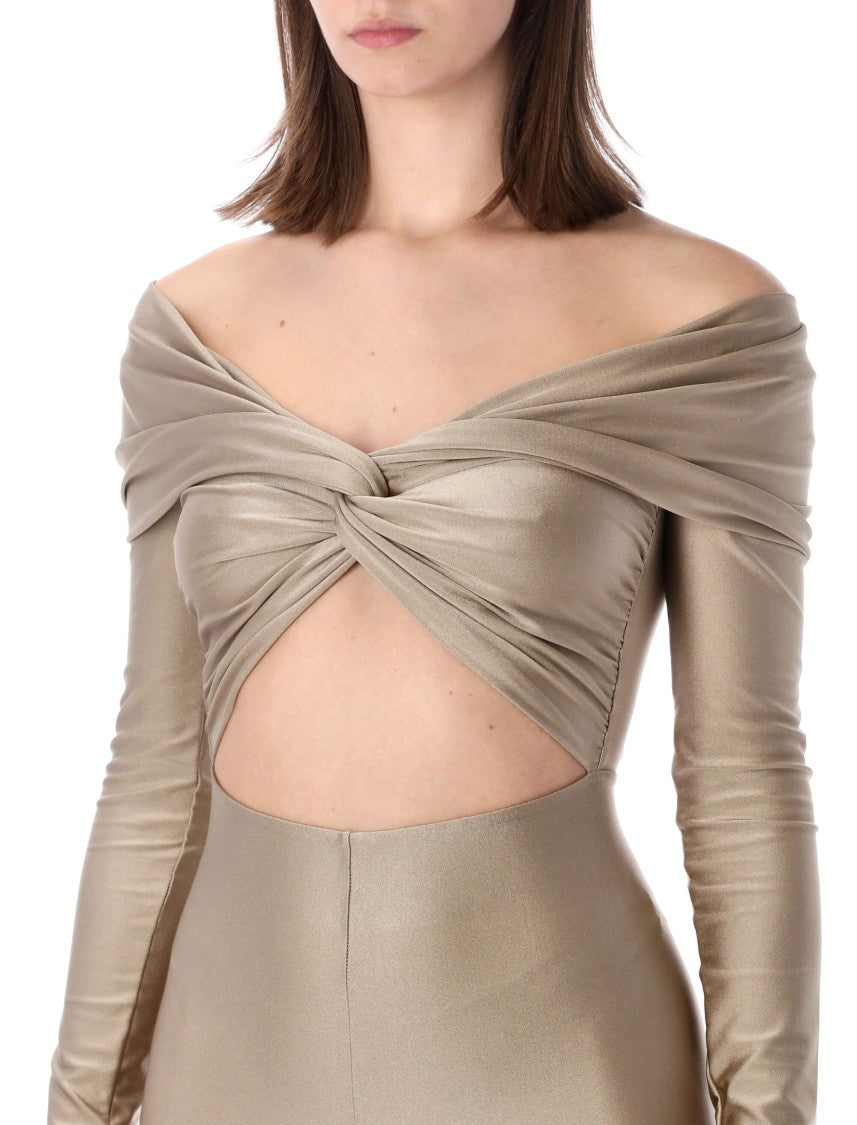 The Andamane Off Shoulder Stretch Cutout Jumpsuit