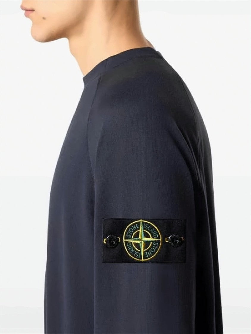 Stone Island Minimalist Black Long-Sleeve Sweatshirt With Iconic Patch