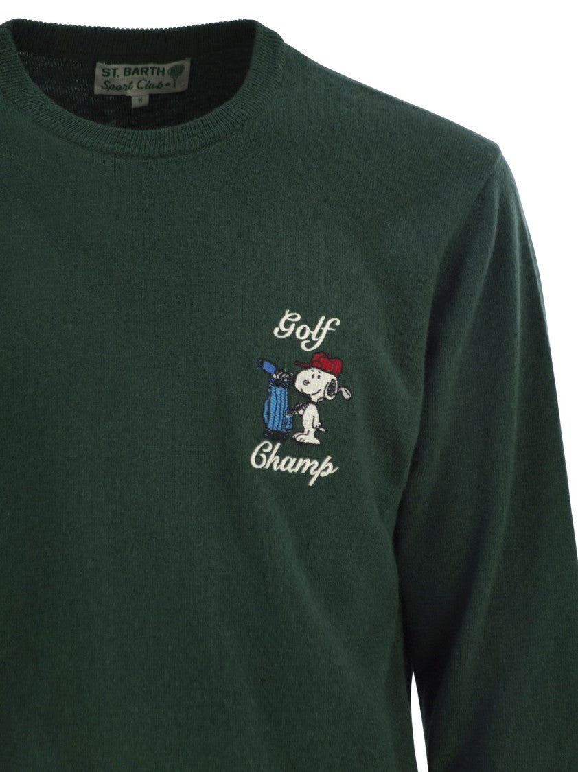 Mc2 Saint Barth Crew Neck Jumper With Embroidered Golf Champ Design