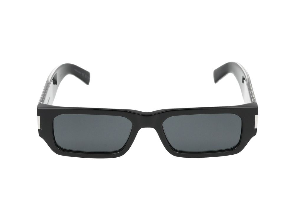 Saint Laurent Black Dark Tinted Rectangular Acetate Sunglasses