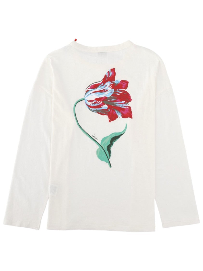 Kenzo Tulip Embroidered Long-Sleeve Cotton T-Shirt