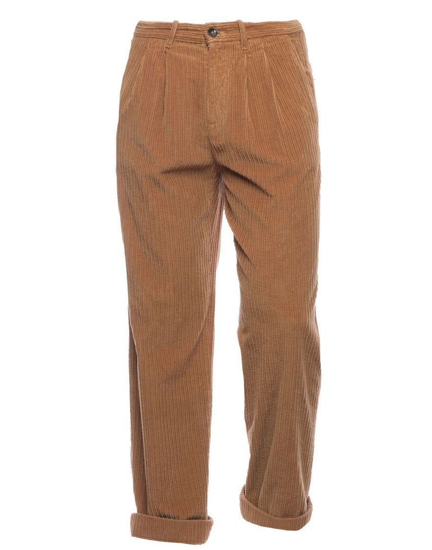 Nine In The Morning Soft Straight-Leg Corduroy Trousers In Warm Beige