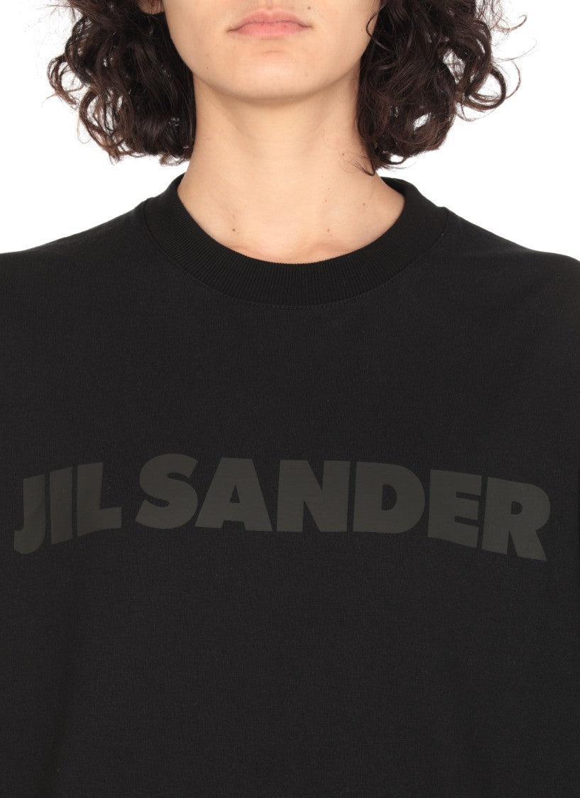 Jil Sander Black Cotton T-Shirt With Logo