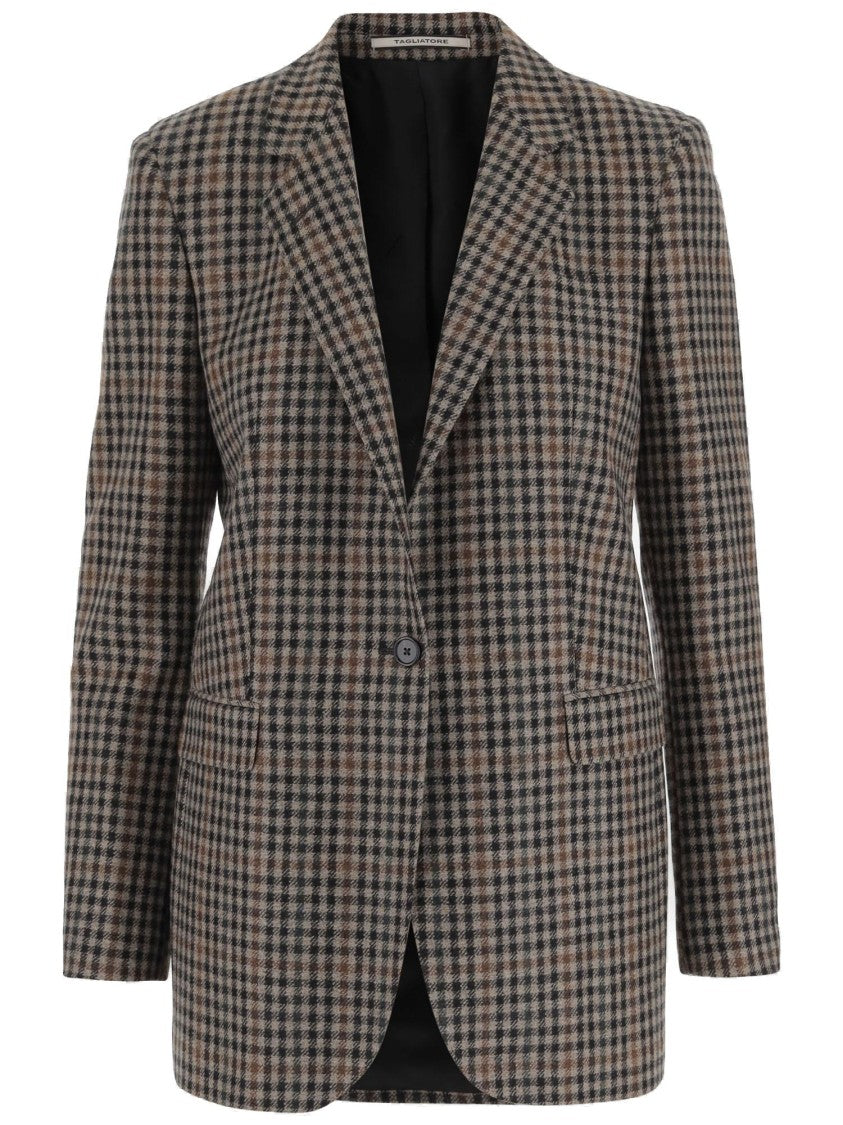 Tagliatore Wool Jacket With Plaid Pattern