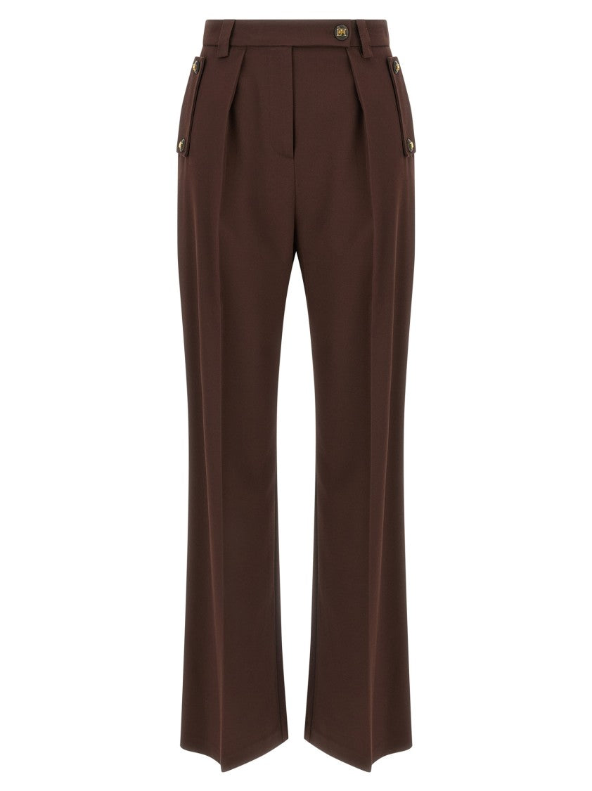 Elisabetta Franchi Palazzo Pants With Wide Leg Silhouette And Front Pinces