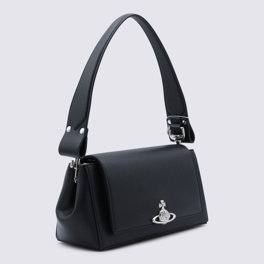 Vivienne Westwood Structured Handbag With Distinctive Silver Orb Emblem