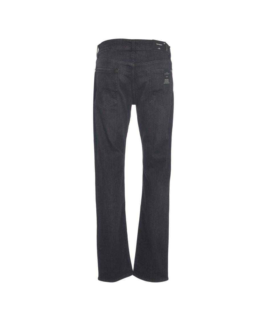 7 For All Mankind Slightly Faded Black Straight-Leg Jeans