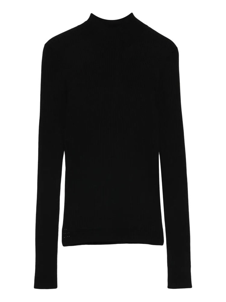 Twin-Set High Neck Black Sweater With Fitted Silhouette