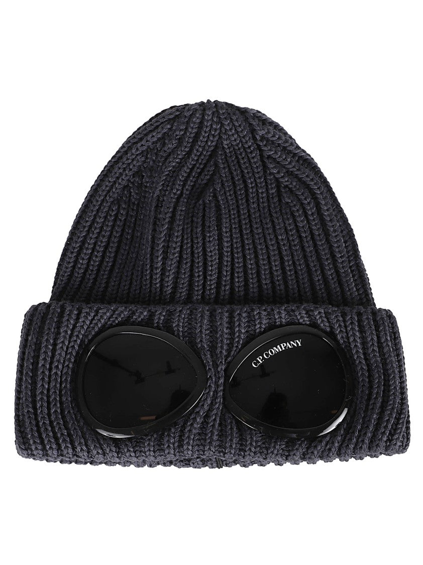 C.P. Company Ribbed Knit Beanie Hat With Integrated Goggle Lenses