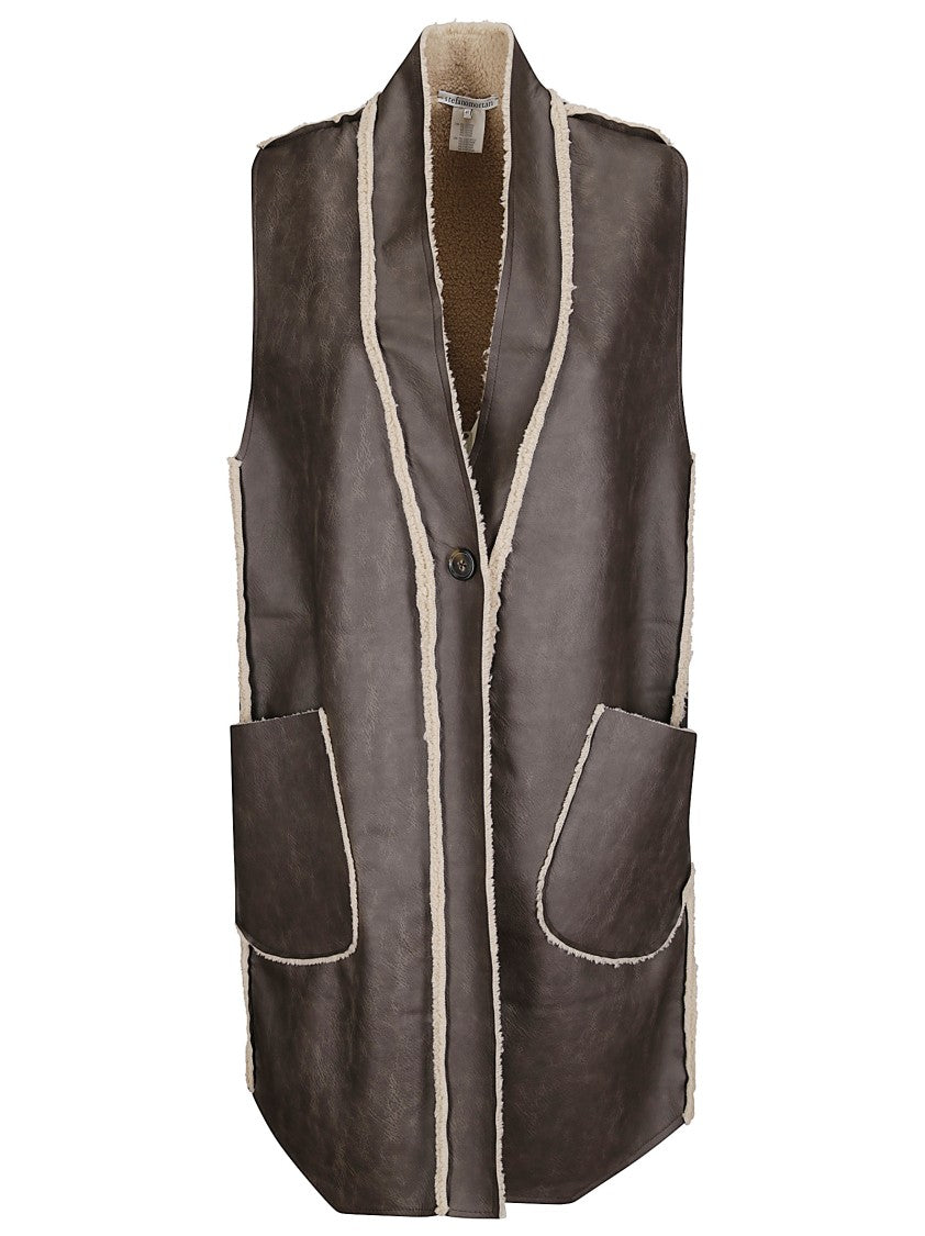 Stefano Mortari Long Sheepskin-Effect Vest In Synthetic Material