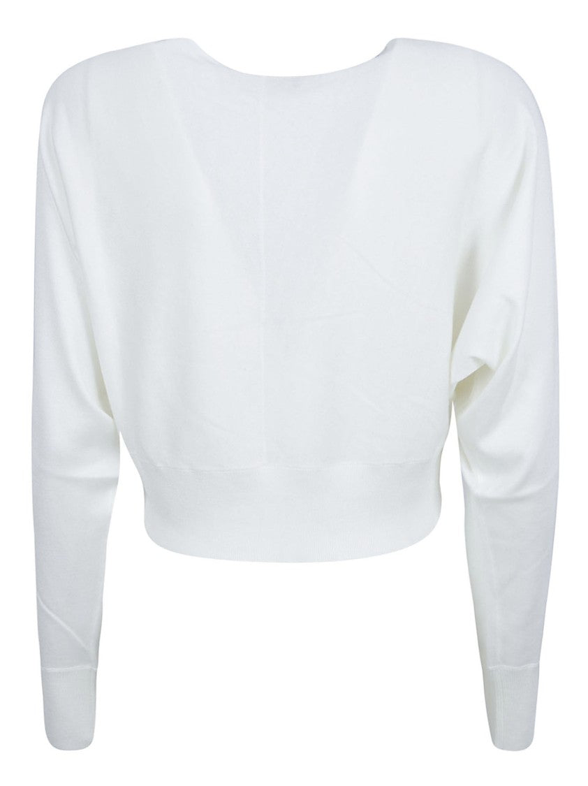 Fabiana Filippi Minimalist White Sweater With Silk-Cotton Blend