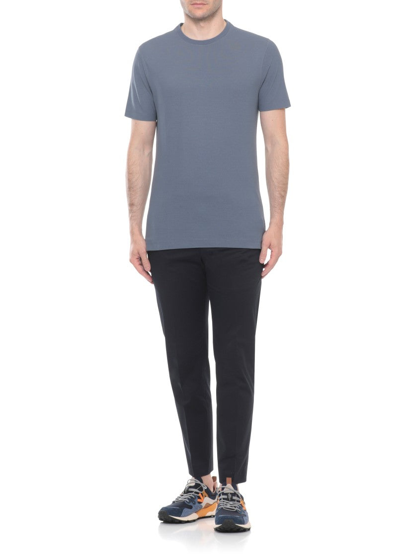 Zanone Blue Crewneck Cotton T-Shirt
