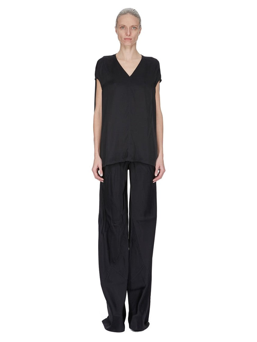 Rick Owens Floor-Length Black Charmeuse Bias Pants