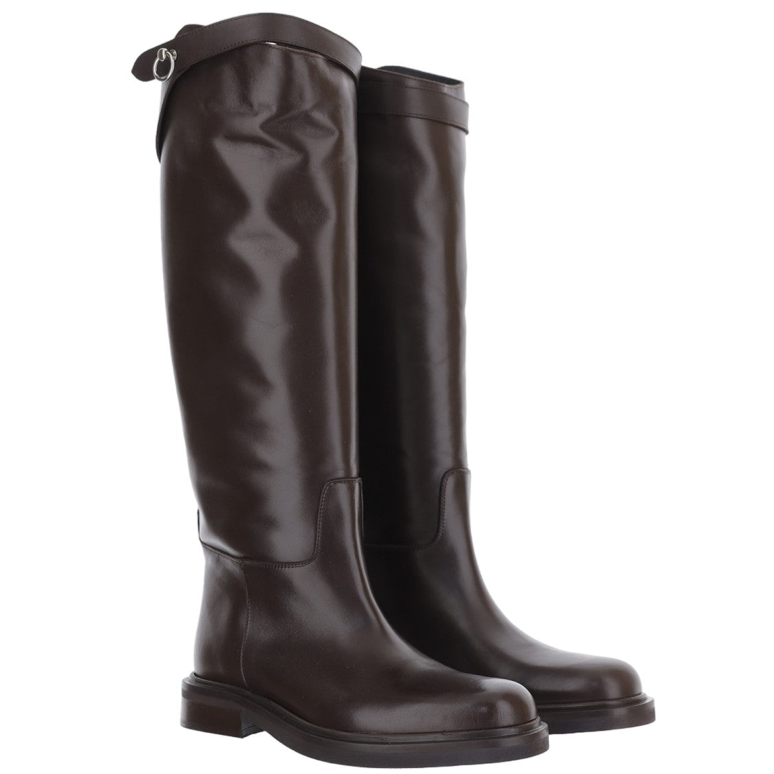 Poeve Black Polished Leather Tall Boots