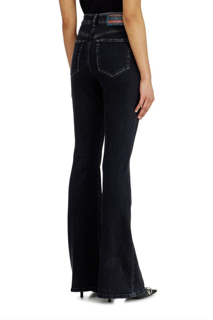 Diesel Black Black-Wash Cotton-Blend Flared Jeans