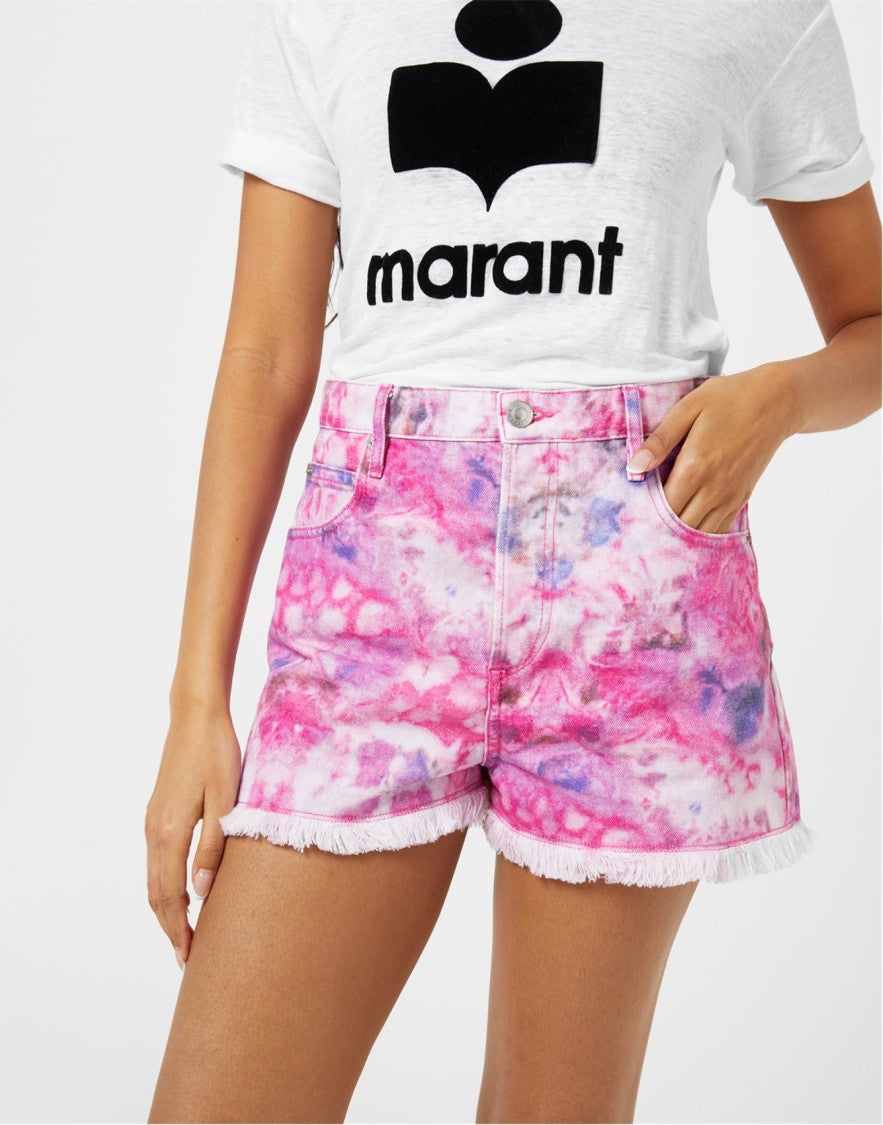 Isabel Marant Lesia Tie-Dye Frayed Shorts