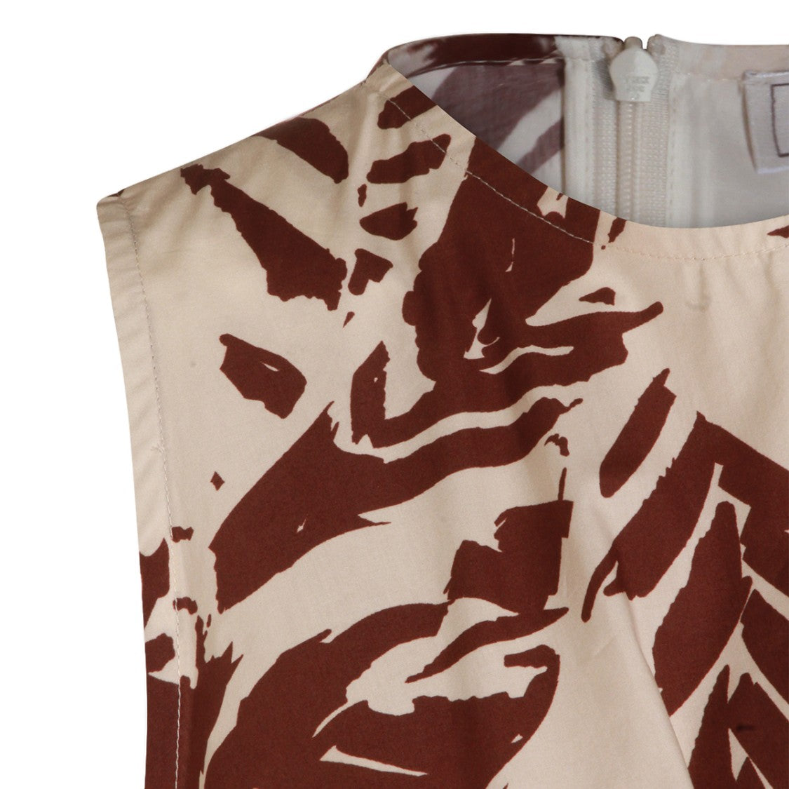 Antonelli Firenze Sleeveless Midi Dress With Abstract Leaf Print