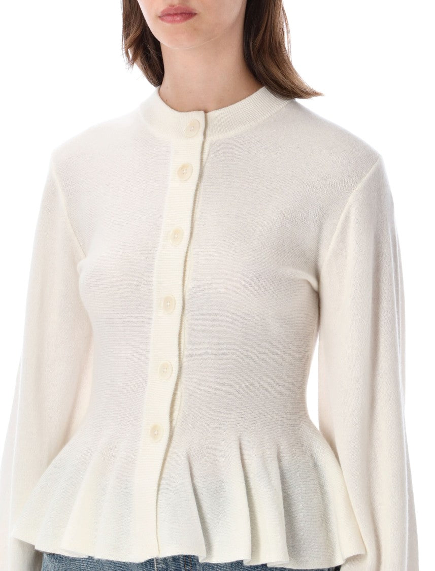 Rotate Sculptured Peplum Flared Knit Cardigan