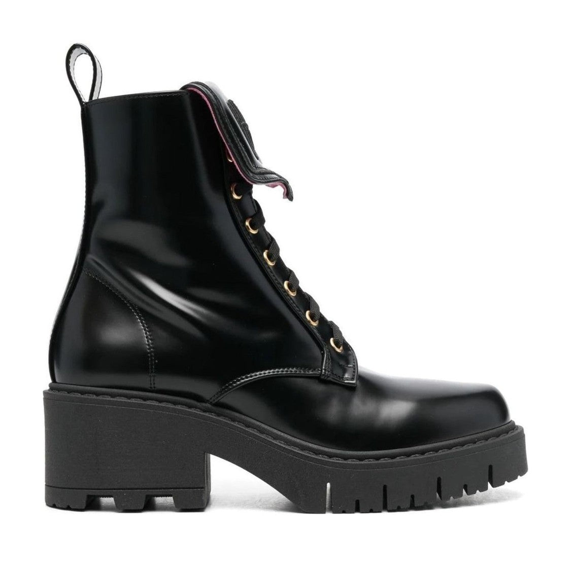 Chiara Ferragni Black Eyelike Eye Motif Block Heel Ankle Boots