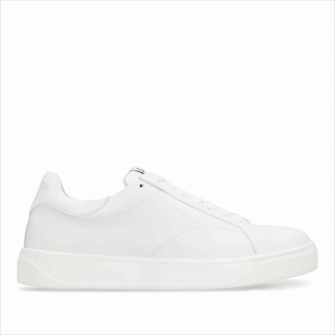 Lanvin Minimalist White Calf Leather Sneakers With Embossed Branding